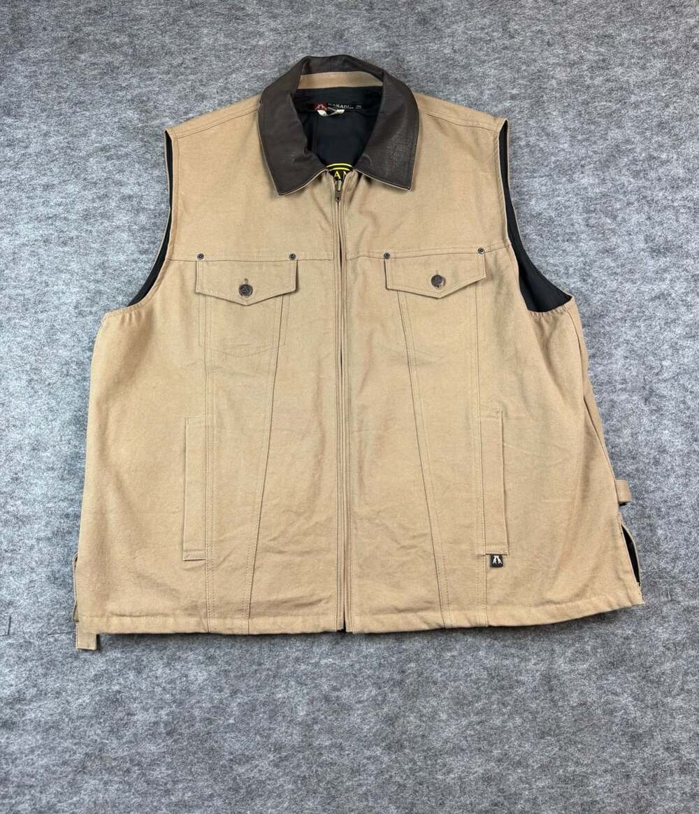 Kakadu Kelly 12 Concealed Carry Vest Size 3XL Tan Canvas Leather Collar
